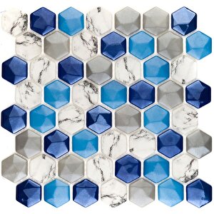 Hexagon Dijital Baskılı Cam Mozaik Fbadj 001