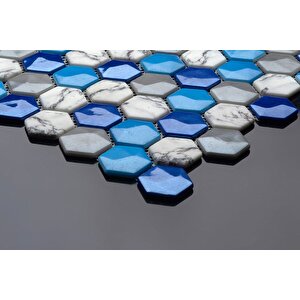 Hexagon Dijital Baskılı Cam Mozaik Fbadj 001