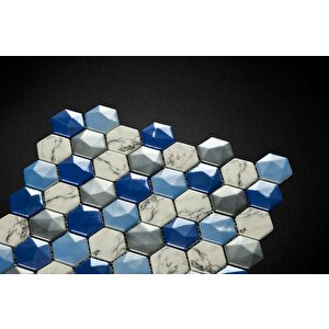 Hexagon Dijital Baskılı Cam Mozaik Fbadj 001