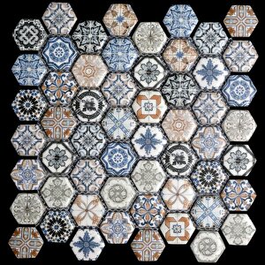 Hexagon Dijital Baskılı Cam Mozaik Fbdj 051