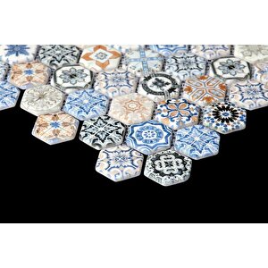 Hexagon Dijital Baskılı Cam Mozaik Fbdj 051