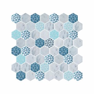 Hexagon Dijital Baskılı Cam Mozaik Fbdj 090