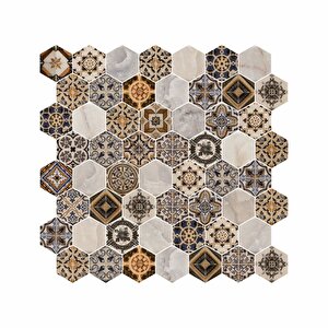 Hexagon Dijital Baskılı Cam Mozaik Fbdj 050