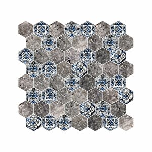 Hexagon Dijital Baskılı Cam Mozaik Fbdj 077