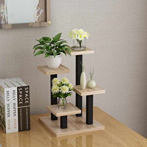 Ahşap Çiçek Standı Metal Çiçeklik Raflı Çiçek Standı