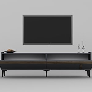 Asude Tv Sehpasi,konsol Ve Orta Sehpa 3'lü Salon Takimi Antrasit-Ceviz