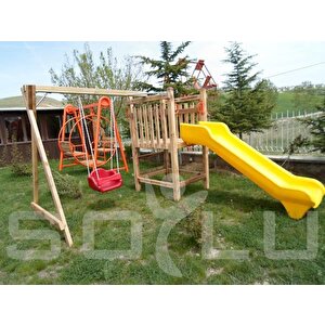 Bir Kuleli & Salıncaklı Ahşap Çocuk Parkı