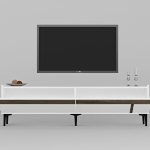 Asude Tv Sehpasi,konsol Ve Orta Sehpa 3'lü Salon Takimi Beyaz-Ceviz Beyaz - Ceviz