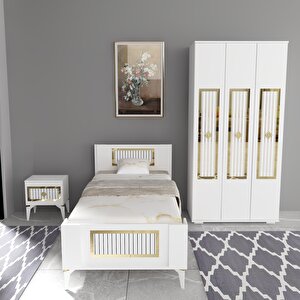 Norra  Çocuk Genç Odası Takımı (c-l-g) Beyaz-Altın Beyaz/Beyaz