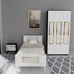 Norra  Çocuk Genç Odası Takımı (c-l-g) Antrasit-Beyaz-Altın Antrasit Beyaz