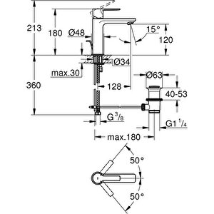 Lineare Tek Kumandalı Lavabo Bataryası S-boyut - 32114al1