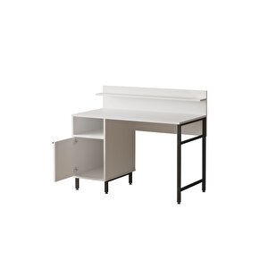Leena 120 Cm Çalışma Masası Raflı Dolaplı Metal Ayaklı  Beyaz La16-w