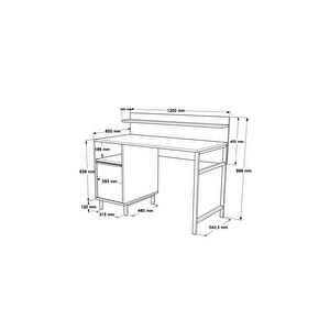 Leena 120 Cm Çalışma Masası Raflı Dolaplı Metal Ayaklı  Beyaz La16-w