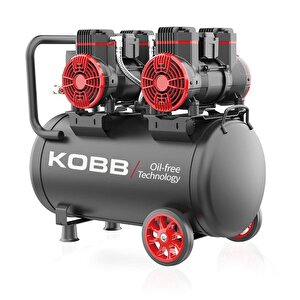 Kobb Kbk50s2 4.0hp 50lt 8bar Çift Motorlu Yağsız Sessiz Taşınabilir Hava Kompresörü