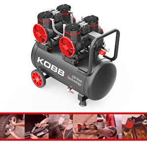 Kobb Kbk50s2 4.0hp 50lt 8bar Çift Motorlu Yağsız Sessiz Taşınabilir Hava Kompresörü