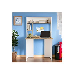 Saint 90 Cm Genç Çocuk Çalışma Masası Bilgisayar Laptop Kitaplık Raf Çam-beyaz Sn2-aw