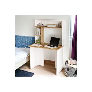 Saint 90 Cm Genç Çocuk Çalışma Masası Bilgisayar Laptop Kitaplık Raf Çam-beyaz Sn2-aw