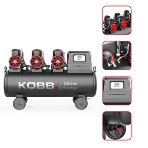 Kobb Kbk100s 6.0hp 100lt 8bar Üç Motorlu Yağsız Sessiz Taşınabilir Hava Kompresörü