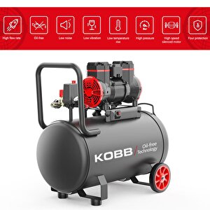 Kobb Kbk50s 2.0hp 50lt 8bar Yağsız Sessiz Taşınabilir Hava Kompresörü
