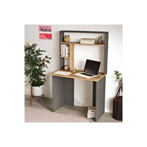 Saint 90 Cm Genç Çalışma Masası Laptop Kitaplık Raf Çam-antrasit Gri Sn2-aa