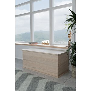 Ecm 125cm Sandık Dekoratif Ahşap Lüks Çeyiz Sandığı Salon Antre Mobilyası Organizer Saklama Kutusu