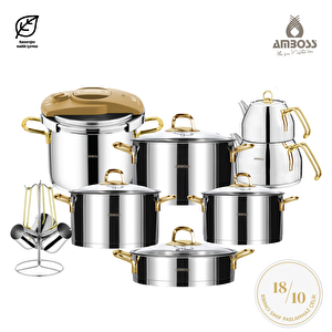 Diamond 18 Parça İndüksiyon Tabanlı Paslanmaz Çelik Gold Çeyiz Seti