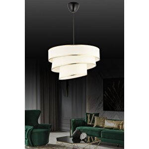 Nisa Luce Star-3 Kat Pasta Avize Beyaz/altın Biyeli