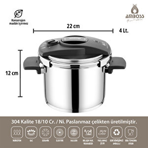 Enio Matik Paslanmaz Çelik Düdüklü Tencere 22 Cm 4lt