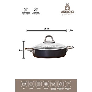 Amboss Crystal 7 Parça Granit Çift Renkli Tencere Seti - Siyah