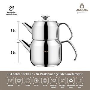 7 Parça Grand Paslanmaz Çelik Tüm Ocaklara Uygun Tencere Ve Çaydanlık Seti