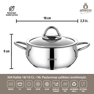 Amboss 7 Parça Grand Paslanmaz Çelik Tüm Ocaklara Uygun Tencere Ve Çaydanlık Seti