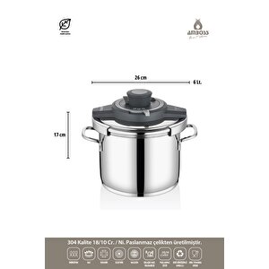 Ocean 4-6 Litre Matik Düdüklü Tencere Seti (gri)