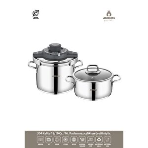 Ocean 4-6 Litre Matik Düdüklü Tencere Seti (gri)