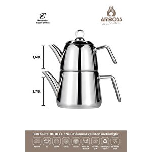 Diamond Çaydanlık Tüm Ocak Tiplerine Uygun Paslanmaz Çelik Kulp - Büyük Boy