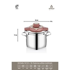 Ocean 4-6 Litre Matik Düdüklü Tencere Seti (rose)