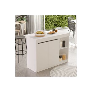 Steel 2 Kapaklı 120cm Ada Mutfak Yemek Masası Beyaz Sl2-w