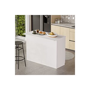 Steel 2 Kapaklı 120cm Ada Mutfak Yemek Masası Beyaz Sl2-w
