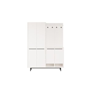 Living Portmanto Vestiyer Ayakkabılık Metal Ayaklı Beyaz Lg1-w