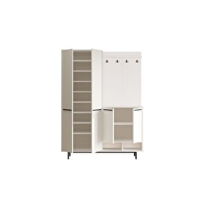 Living Portmanto Vestiyer Ayakkabılık Metal Ayaklı Beyaz Lg1-w