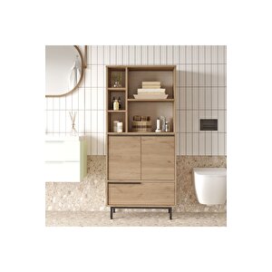 Leena Banyo Dolabı Çok Amaçlı Dolap 3 Kapaklı Metal Ayaklı Sepet La9c-s