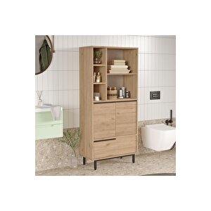Leena Banyo Dolabı Çok Amaçlı Dolap 3 Kapaklı Metal Ayaklı Sepet La9c-s