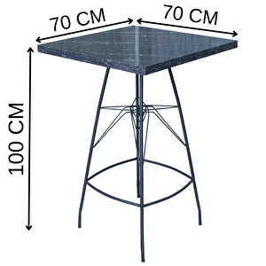Ahsen 70x70 Kare Mutfak Yemek Masası 4 Kişilik Çapraz Telli Bar Sandalyesi Cafe Masa