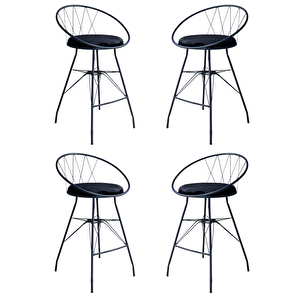 Azra 80x100 Oval Mutfak Yemek Masası 4 Kişilik Çapraz Telli Bar Sandalyesi Cafe Masa Beyaz
