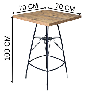 Ecrin 70x70 Kare Mutfak Yemek Masası 2 Kişilik Tel Bar Sandalyesi Cafe Balkon Masa
