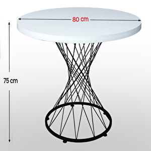 Hayal Yemek Masa Sandalye Takımı 4 Kişilik Telli Sandalye Yuvarlak Hasır Masa 80 Cm
