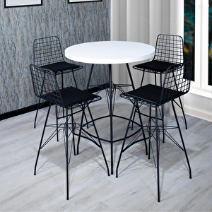 Mina 80x100 Oval Mutfak Yemek Masası 4 Kişilik Çapraz Tel Bar Sandalyesi Cafe Masa Beyaz
