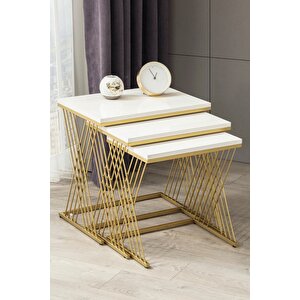 Vienna Gold Metal Ayaklı,mdf'li Zigon Sehpa
