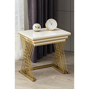 Vienna Gold Metal Ayaklı,mdf'li Zigon Sehpa