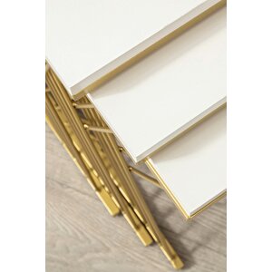 Vienna Gold Metal Ayaklı,mdf'li Zigon Sehpa