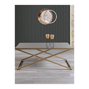 Venedik Gold Metal Ayaklı Bronz Aynalı Orta Sehpa